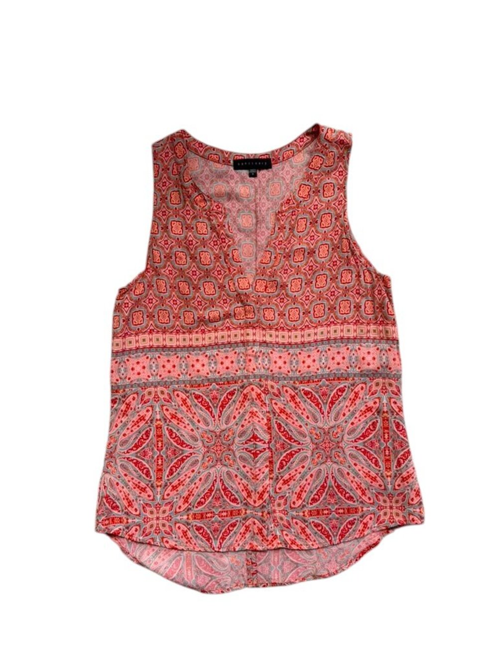 Sanctuary Women's Small Boho Sleeveless Tank Top Paisley Print 100% Rayon.